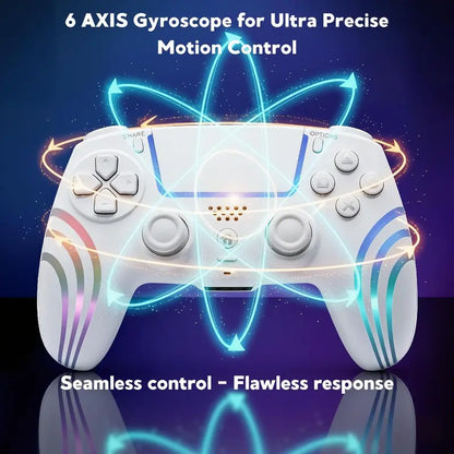 Olevo PS5 RGB Lighting Programmable Game Controller for Multiple Platforms, Esports Controller Compatible with PS5/PC, Wireless Drift-Free Sticks, Six-Axis Gyroscope, Dual Vibration, Rapid Firing, Touchpad, Bluetooth 5.0, 3.5 Mm Audio/Microphone Jack, Bac