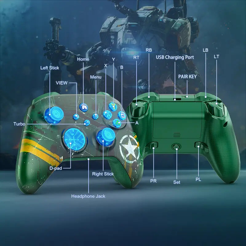 Wireless Bluetooth Game Controller for Xbox 1/Series X-S, Windows 10/11, PC Console - ABS Plastic, Macro, Turbo, Dual Vibration, RGB Indic, 3-Way Connectivity Gaming Accessories