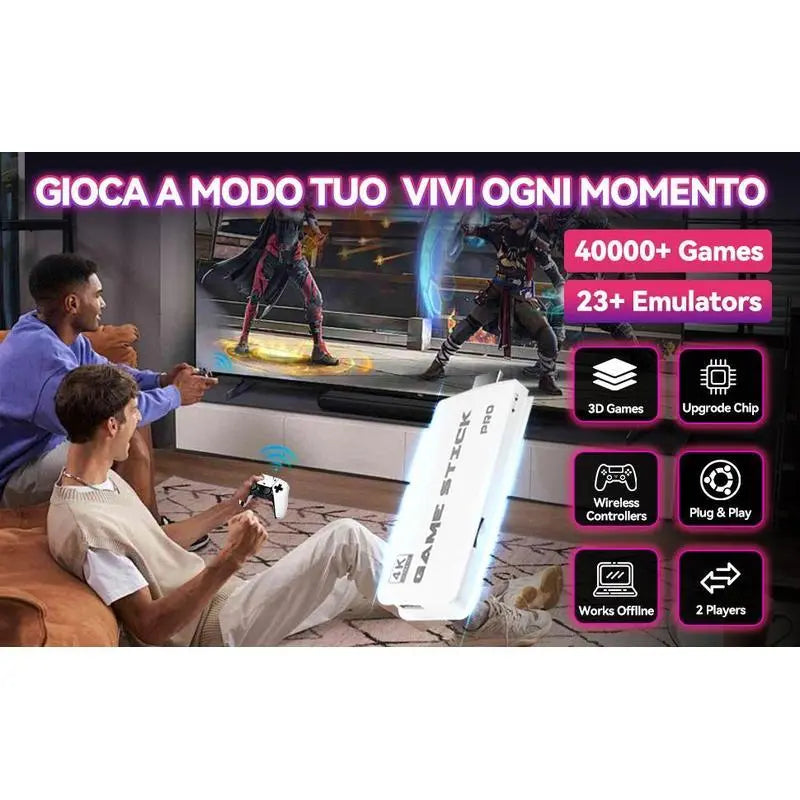 2025 Upgraded Retro Gaming Console, 4K HDMI Video Game Consoles with 40,000+ Games & 23 Emulators, Plug and Play Video Gaming Stick (128G)