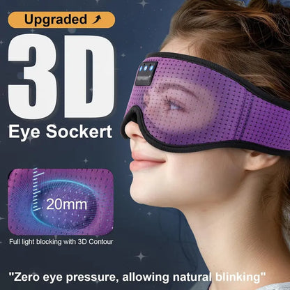 MUSICOZY 3D Bluetooth Sleep Mask - Memory Foam, Ice Silk Liner, V5.4 BT Ultra-Thin Speakers, Smooth Silicone Accents, Lightweight Compact Facial Mask for Side Sleepers, Meditation Gift for Men Women