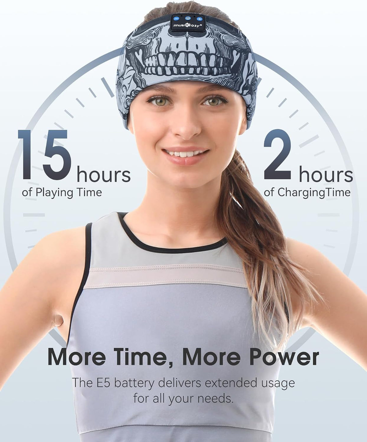 Sleep Headphones Bluetooth Headband Long Time Play Thin Speakers Wireless Music Sports Skulls Design for Running Yoga Workout Insomnia Cool Gadgets Gifts for Men Women