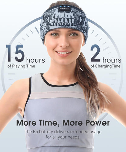 Sleep Headphones Bluetooth Headband Long Time Play Thin Speakers Wireless Music Sports Skulls Design for Running Yoga Workout Insomnia Cool Gadgets Gifts for Men Women