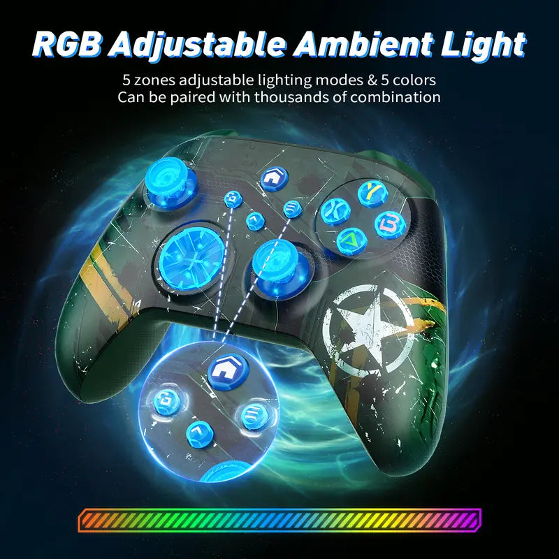 Wireless Bluetooth Game Controller for Xbox 1/Series X-S, Windows 10/11, PC Console - ABS Plastic, Macro, Turbo, Dual Vibration, RGB Indic, 3-Way Connectivity Gaming Accessories