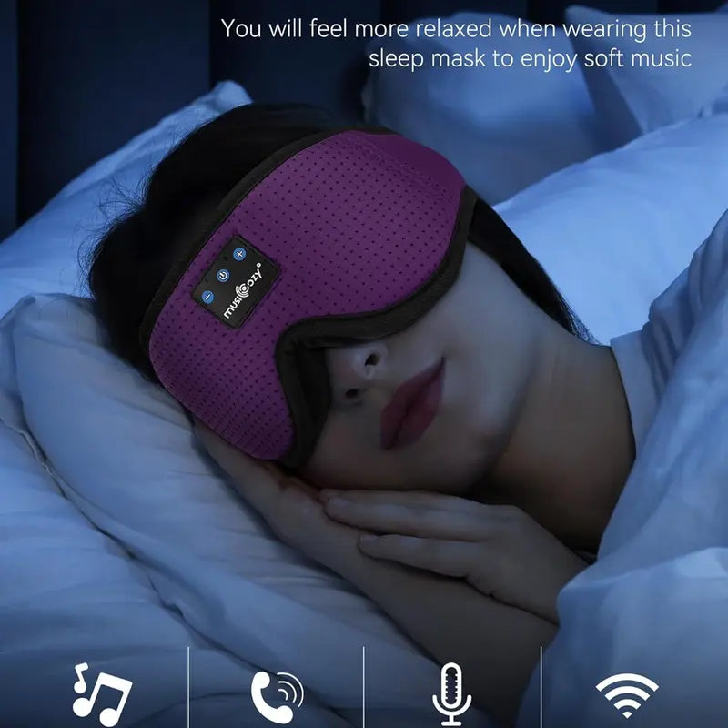 MUSICOZY 3D Bluetooth Sleep Mask - Memory Foam, Ice Silk Liner, V5.4 BT Ultra-Thin Speakers, Smooth Silicone Accents, Lightweight Compact Facial Mask for Side Sleepers, Meditation Gift for Men Women