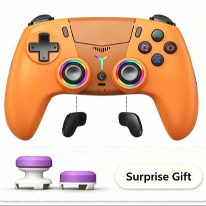 Olevo PS5 RGB Lighting Programmable Game Controller for Multiple Platforms, Esports Controller Compatible with PS5/PC, Wireless Drift-Free Sticks, Six-Axis Gyroscope, Dual Vibration, Rapid Firing, Touchpad, Bluetooth 5.0, 3.5 Mm Audio/Microphone Jack, Bac