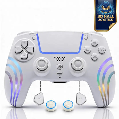 Olevo PS5 RGB Lighting Programmable Game Controller for Multiple Platforms, Esports Controller Compatible with PS5/PC, Wireless Drift-Free Sticks, Six-Axis Gyroscope, Dual Vibration, Rapid Firing, Touchpad, Bluetooth 5.0, 3.5 Mm Audio/Microphone Jack, Bac