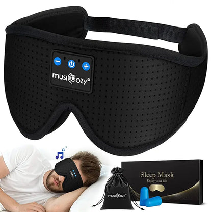 MUSICOZY 3D Bluetooth Sleep Mask - Memory Foam, Ice Silk Liner, V5.4 BT Ultra-Thin Speakers, Smooth Silicone Accents, Lightweight Compact Facial Mask for Side Sleepers, Meditation Gift for Men Women
