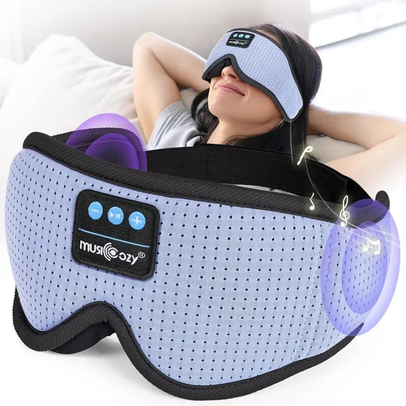 MUSICOZY 3D Bluetooth Sleep Mask - Memory Foam, Ice Silk Liner, V5.4 BT Ultra-Thin Speakers, Smooth Silicone Accents, Lightweight Compact Facial Mask for Side Sleepers, Meditation Gift for Men Women