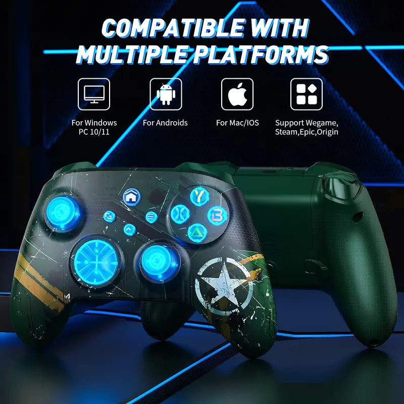 Wireless Bluetooth Game Controller for Xbox 1/Series X-S, Windows 10/11, PC Console - ABS Plastic, Macro, Turbo, Dual Vibration, RGB Indic, 3-Way Connectivity Gaming Accessories