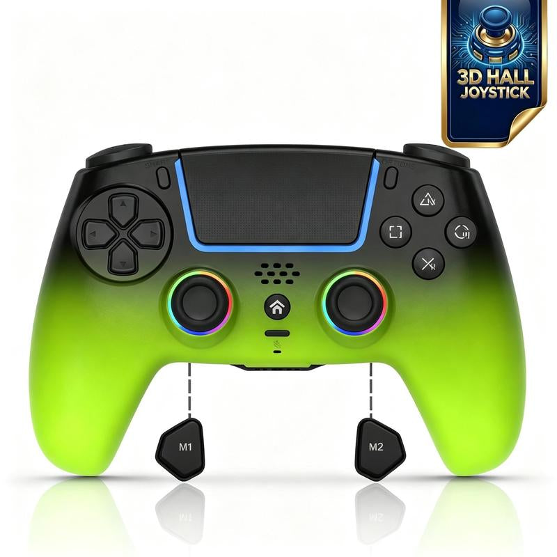 Olevo PS5 RGB Lighting Programmable Game Controller for Multiple Platforms, Esports Controller Compatible with PS5/PC, Wireless Drift-Free Sticks, Six-Axis Gyroscope, Dual Vibration, Rapid Firing, Touchpad, Bluetooth 5.0, 3.5 Mm Audio/Microphone Jack, Bac