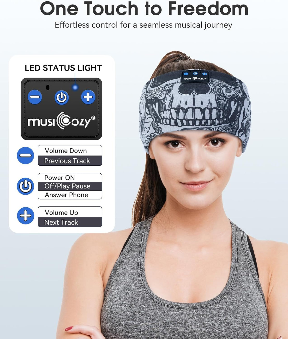 Sleep Headphones Bluetooth Headband Long Time Play Thin Speakers Wireless Music Sports Skulls Design for Running Yoga Workout Insomnia Cool Gadgets Gifts for Men Women
